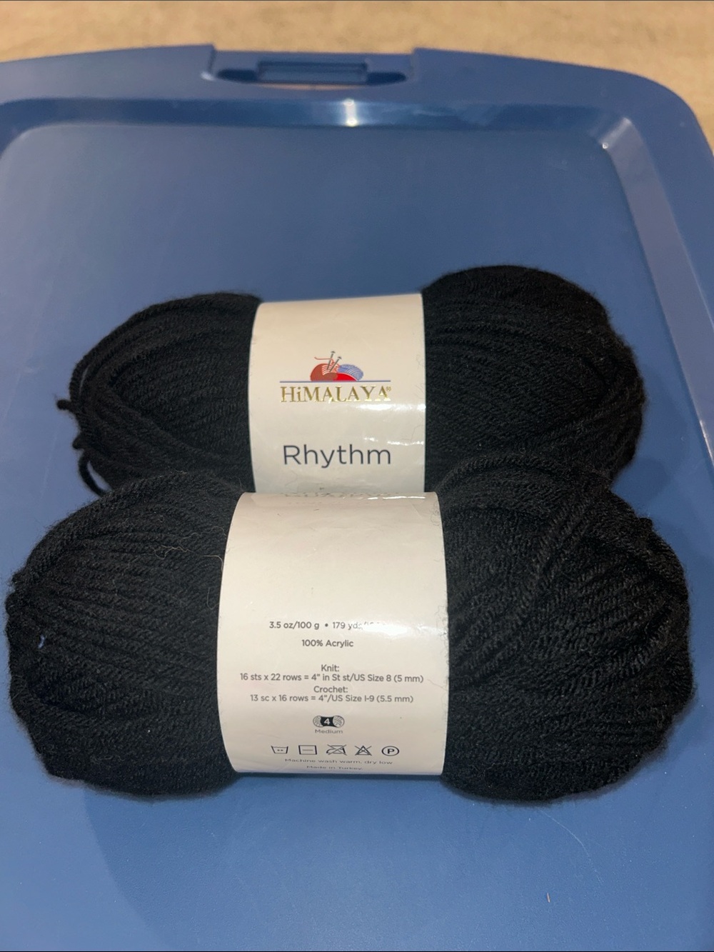 Himalaya Rhythm Acrylic Yarn - Black 2 Skein Lot